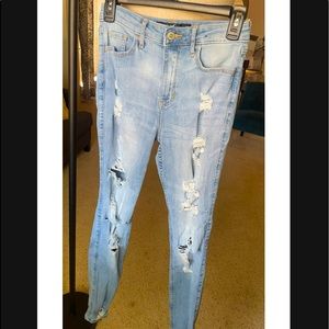 Hollister ripped jeans, light blue color.
